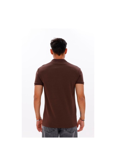 Nemonti Erkek Polo Yaka Doubleface Tshirt Chocolate Brown