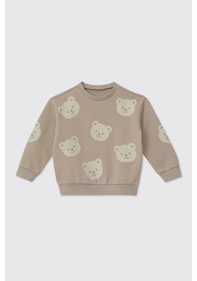 Panço Erkek Bebek Bisiklet Yaka Bej Sweatshirt Krem