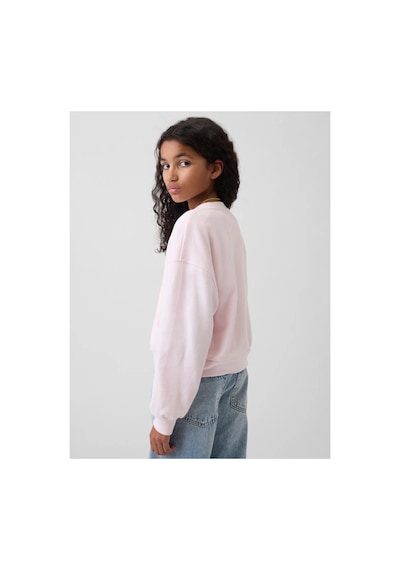 Gap Kız Çocuk Oversized Wedge Flippy-sequin Grafik Baskılı Sweatshirt Pembe
