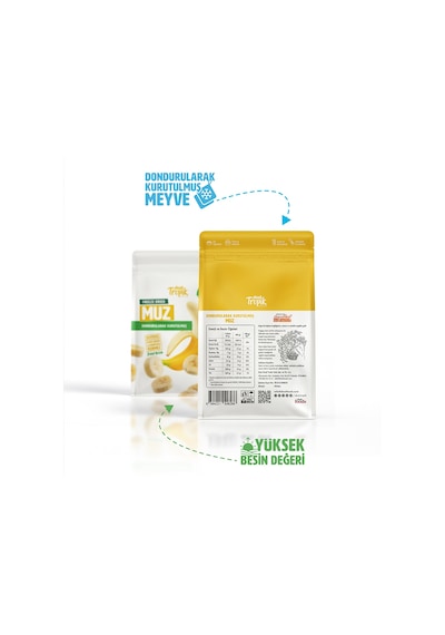 Dondurularak Kurutulmuş Muz 20 G Freeze Dried Meyve Cipsi Çıtır Meyve Kurusu 2 Adet