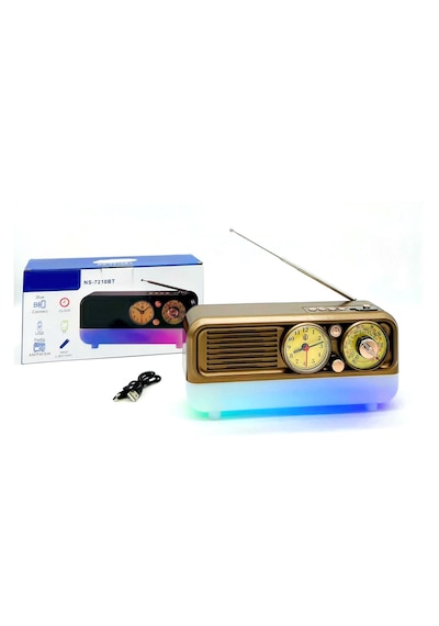 Şarjlı Rgb Nostaljik Radyo Fm/am/sw, Usb, Tf Kart Bluetooth Hoparlör