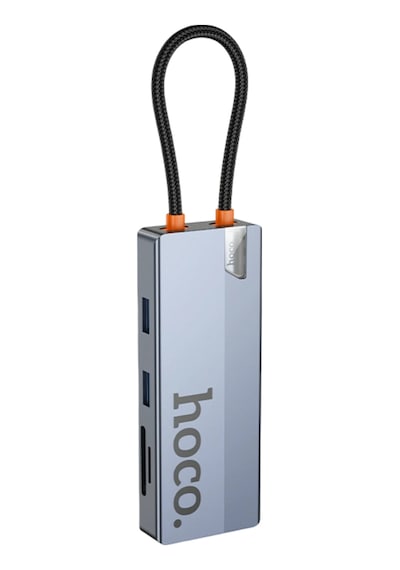 Hoco. Hb52 Wow 8in1 100w Pd 100 Mbps Ethernet 4k Hub Dönüştürücü - Gri