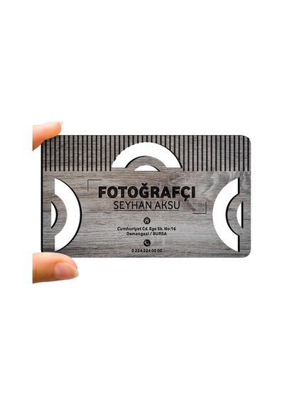 Kişiye Özel Mesleki Fotoğrafçı Ahşap Kartvizit (Model 1-6) 50 Ade