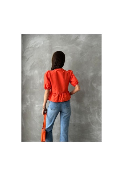Verymoda Pembe Önden Bağlamalı Poplin Bluz D2699 Oranj