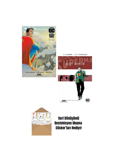 All-star Superman + Gizli Kimlik 2'li Çizgi Roman Seti + Okuma Sticker'ları