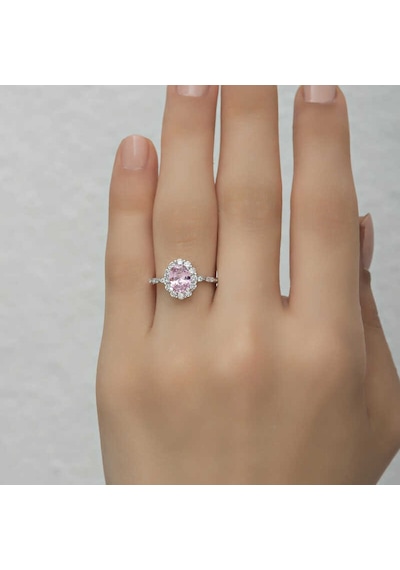 Stillove Gümüş Pembe Oval Taşlı Kadın Yüzük