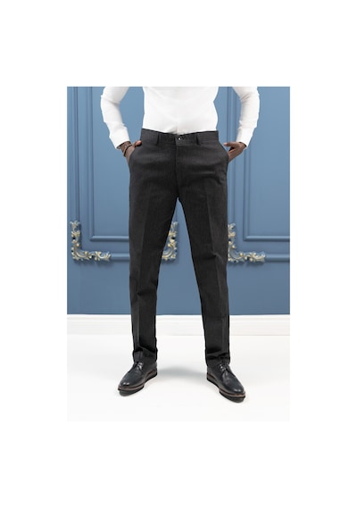 Regular Fit Pamuklu Dokulu Kışlık Gabardin Pantolon Antrasit