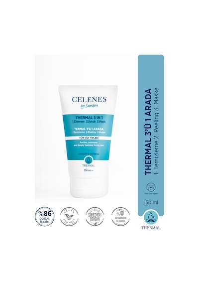 Celenes Thermal 3'ü 1 Arada Yıkama Peeling Maske 150 ML