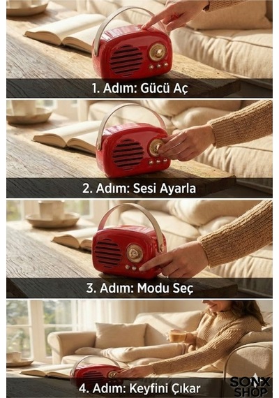 Nostaljik Retro Bluetooth Hoparlör - Fm Radyo, Usb Ve Bluetooth Kablosuz Hoparlör