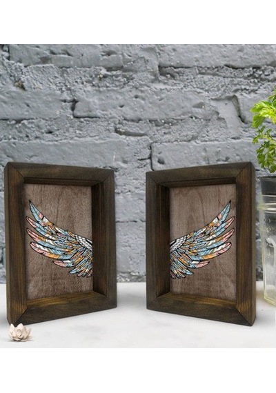 Bk Gift Dekoratif 2'Li Doğal Masif Ahşap Çerçeve 15X20Cm-69