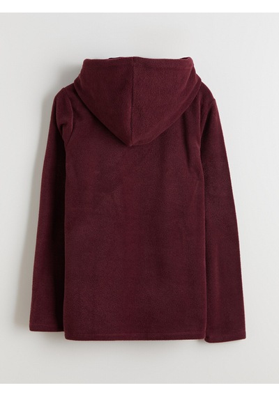 Lcw Everyday Mürdüm Kapüşonlu Polar Kadın Fermuarlı Sweatshirt