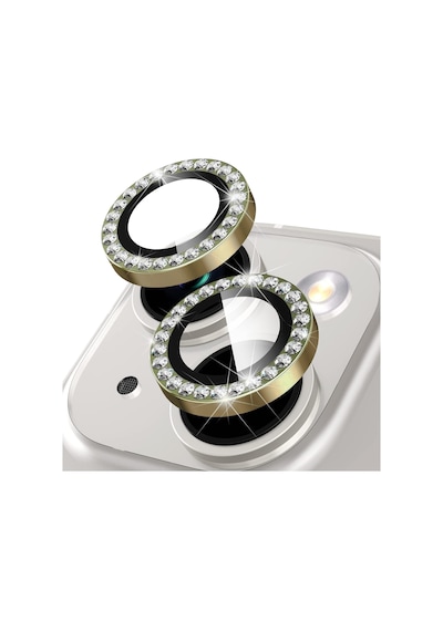 Buff Apple Uyumlu iPhone 14 / 14 Plus Diamond Kamera Lens Koruyucu Gold