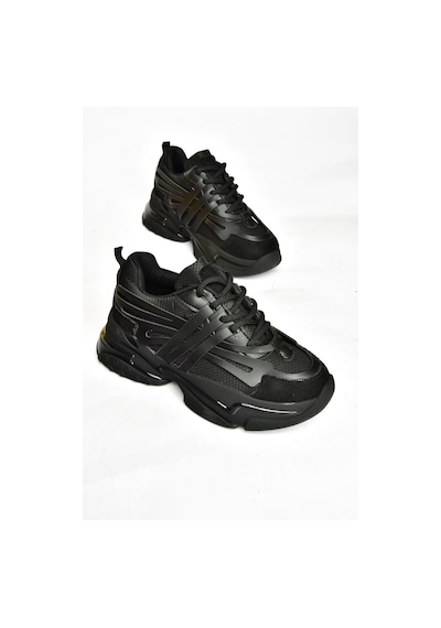 Fox Shoes S973602404 Siyah Kumaş Kalın Tabanlı Spor Ayakkabı Sneakers Siyah