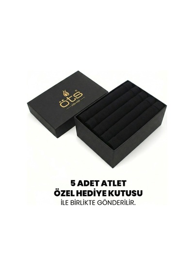 Öts Premium Erkek 5 Li %100 Pamuk Atlet Süprem Hediye Kutulu Nefes Alan Doku 1210-k Siyah