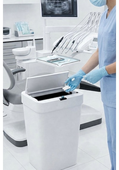 50 Litre Kızıl Ötesi Sensörlü Otomatik Çöp Kovası Ofis Mutfak Banyo Antibakteriyel Çöp Kovası Beyaz Siyah