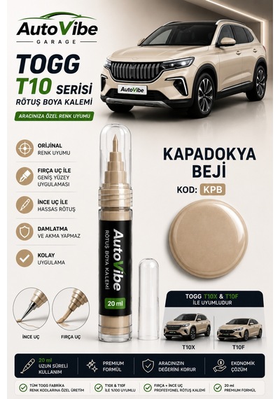 Togg Kapadokya Beji Rötuş Boyası Kalemi 2'si 1 Arada Tam Uyumlu