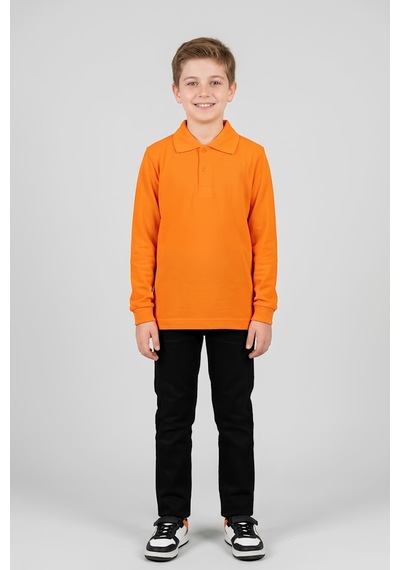 Modanino Erkek Çocuk %100 Pamuk Ve Okul Tarz T-shirt 6-16 Yaş 12798mrt Turuncu