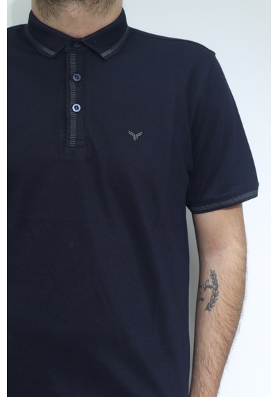 Santa Dmctekstil Erkek Düz Spor Kesim Rahat Kalıp Polo Yaka T-shirt Lacivert