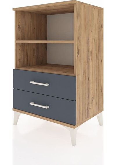 Hyperion Komodin 2 Raflı 2 Çekmeceli 60x44x96 Çam-antrasit Atlas Çam