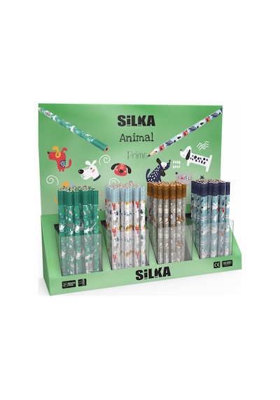 Silka 12 Li  Animal Prime desenli jumbo Kurşun Kalem  Karma renkler