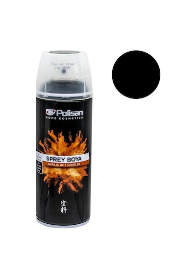 Polisan P7040 Akrilik Sprey Boya 400 ML - Parlak Siyah ral 9005