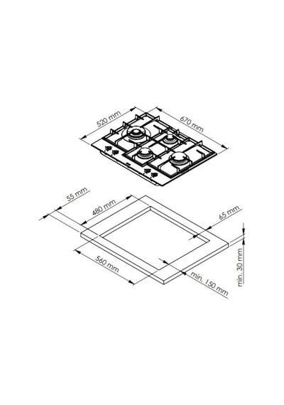 Ferre ED076 WFA 67 CM Kademe Kontrollü Ocak