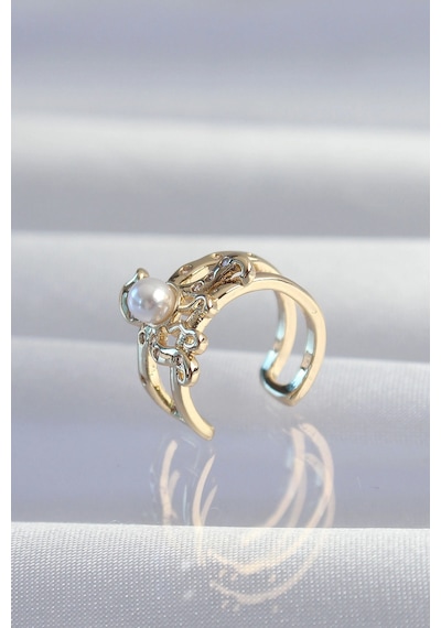 Pirinç Gold Renk İncili Ahtapot Earcuff Küpe 11024558