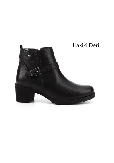 Gönderi(R) Gönderi R Kadın Siyah Floter Fermuarlı Kalın Topuklu Hakiki Deri Bot Gkzb13448491 Siyah Floter