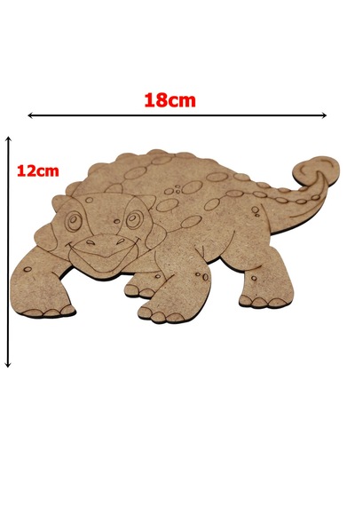 Ahşap Boyanabilir Dinozor Figürü Ankylosaurus 18x12 Cm - 3mm Mdf Eğitici Boyama Seti 10 Adet