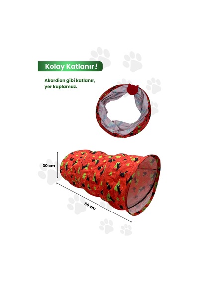 Miyav Katlanabilir Desenli Kedi Oyun Tüneli 60 CM