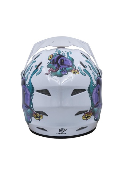 Raptor Gravıty Varsity Chaos Full Face Freeride Bisiklet Motosiklet Kaskı Medium Beden Beyaz Mor