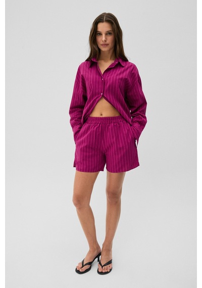 Grımelange Grimelange Lıya Kadın Oversize %100 Pamuk Şort Ve Gömlek Fuşya Çizgili Alt-üst Takım Grımelange Grimelange Lıya Kadın Oversize %100 Pamuk Şort Ve Gömlek Fuşya Çizgili Alt-üst Takım