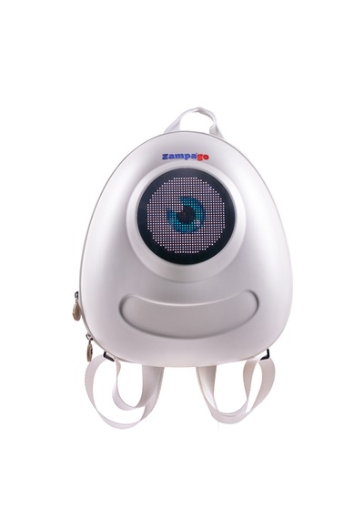 Zampago Led Big Eyes Akıllı Çocuk Sırt Çantası Sert Kasa, Usb Şarj Girişli Beyaz