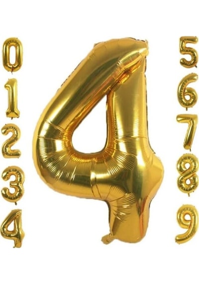 4 Yaş Doğum Günü Parti Kutlama Rakam Folyo Balon Altın Renk 36 Cm 16 Inç