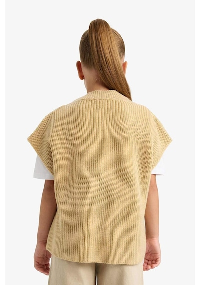 Defacto Kız Çocuk Oversize Geniş Kalıp V Yaka Triko Süveter F2625a825aubn300 Kahve