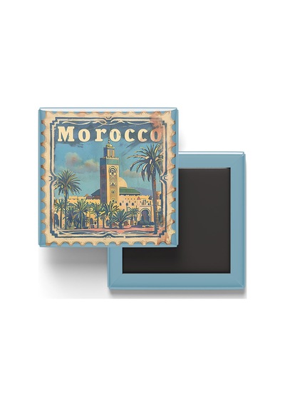9x9 Cm Buzdolap Magnetleri - Fas - Morocco - 4'lü Set Retrotik - 9x9 Cm