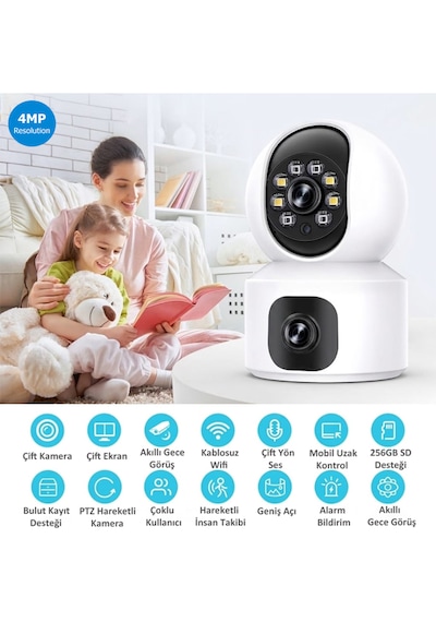 3dcool Hieasy 4mp 2 Kameralı Ptz Hareketli Kablosuz Bebek Kamerası
