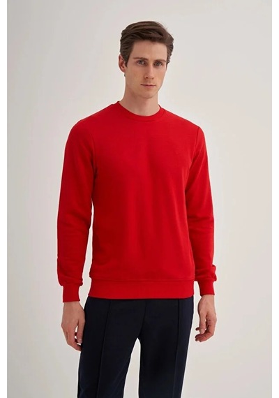Cazador Slim Fit Mevsimlik 3 İplik Pamuk Karışımlı Sweatshirt-56100 Kırmızı