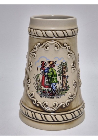 Vintage Tankart Wf Kematen 1993 İbareli Kabartmalı Alman Seramik Bira Bardağı 16,5cm