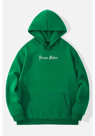 Uyguntarz Dream Maker Baskılı Unisex Oversize Sweatshirt Yeşil