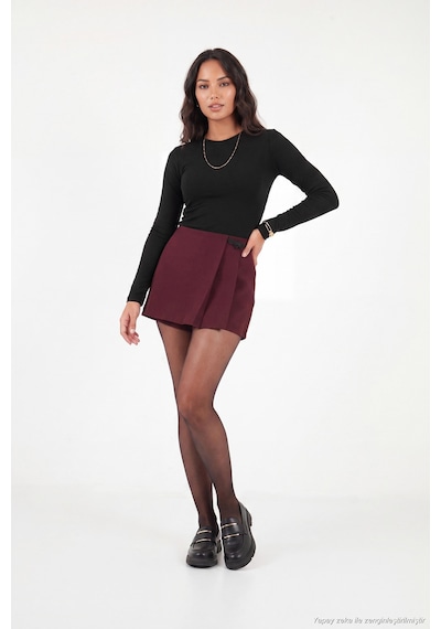Lela Pamuklu Bisiklet Yaka Crop Bluz Kadın Bluz 5867060 Siyah
