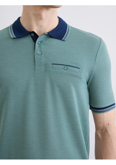 Lcwaıkıkı Classic Yeşil Polo Yaka Kısa Kollu Pile Erkek Tişört
