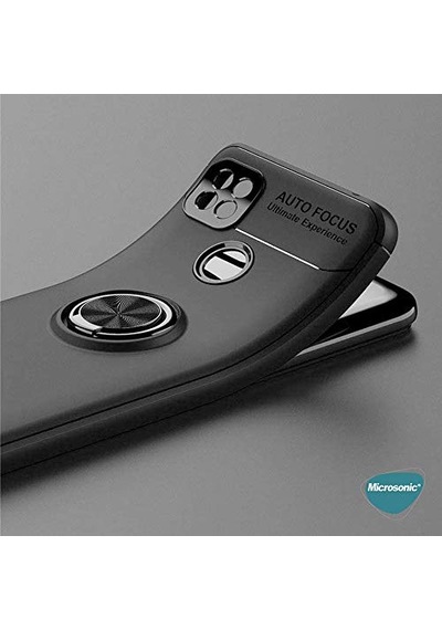 Ayrex Xiaomi Redmi 10a İçin Kılıf Kickstand Ring Holder Siyah Redmi 10a İle Uyumlu Kılıf - Siyah Diğer