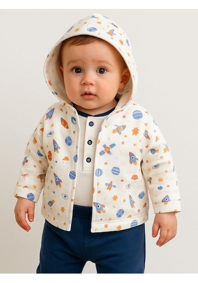Zekids 3 Lü Organik Uzay Desenli Bebek Eşofman Takımı-16184 renkli