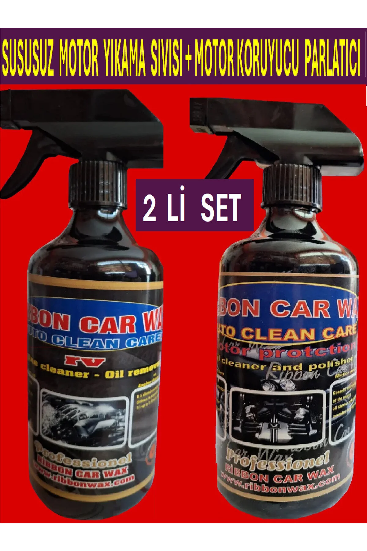 Susuz Motor Temizleme Sıvısı 500 Ml + Motor Koruma Parlatma 500 Ml 2 Lı Set