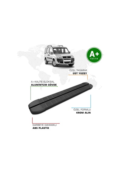 Fiat Doblo Yan Basamak 2001 2010 Model S-line Siyah