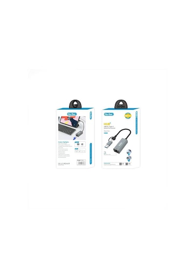 Go Des Gd-6871 Rj45 Type-c Ve Usb-a Ethernet Dönüştürücü Kablo 100mbps Gri Gri