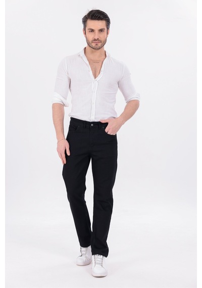 Blayn Jeans Erkek Gri Regular Fit Düz Paça Esnek Denim Kot Pantolon Günlük Mat Siyah