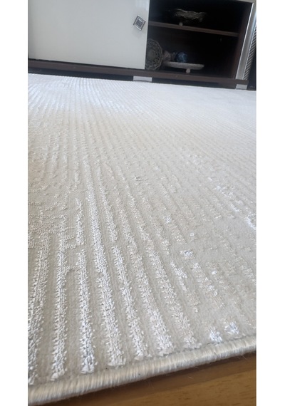 Elvey Home Krem-saten İnce Sık Dokuma Parlak Yüzey Kaymaz Taban Salon Koridor Halısı Kdfelvmakhal Krem