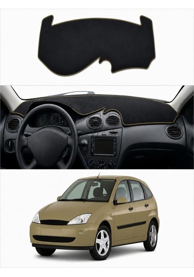 Ford - Focus 1 1998-2004 Uyumlu Torpido Koruma Kılıfı - Taba Şeritli